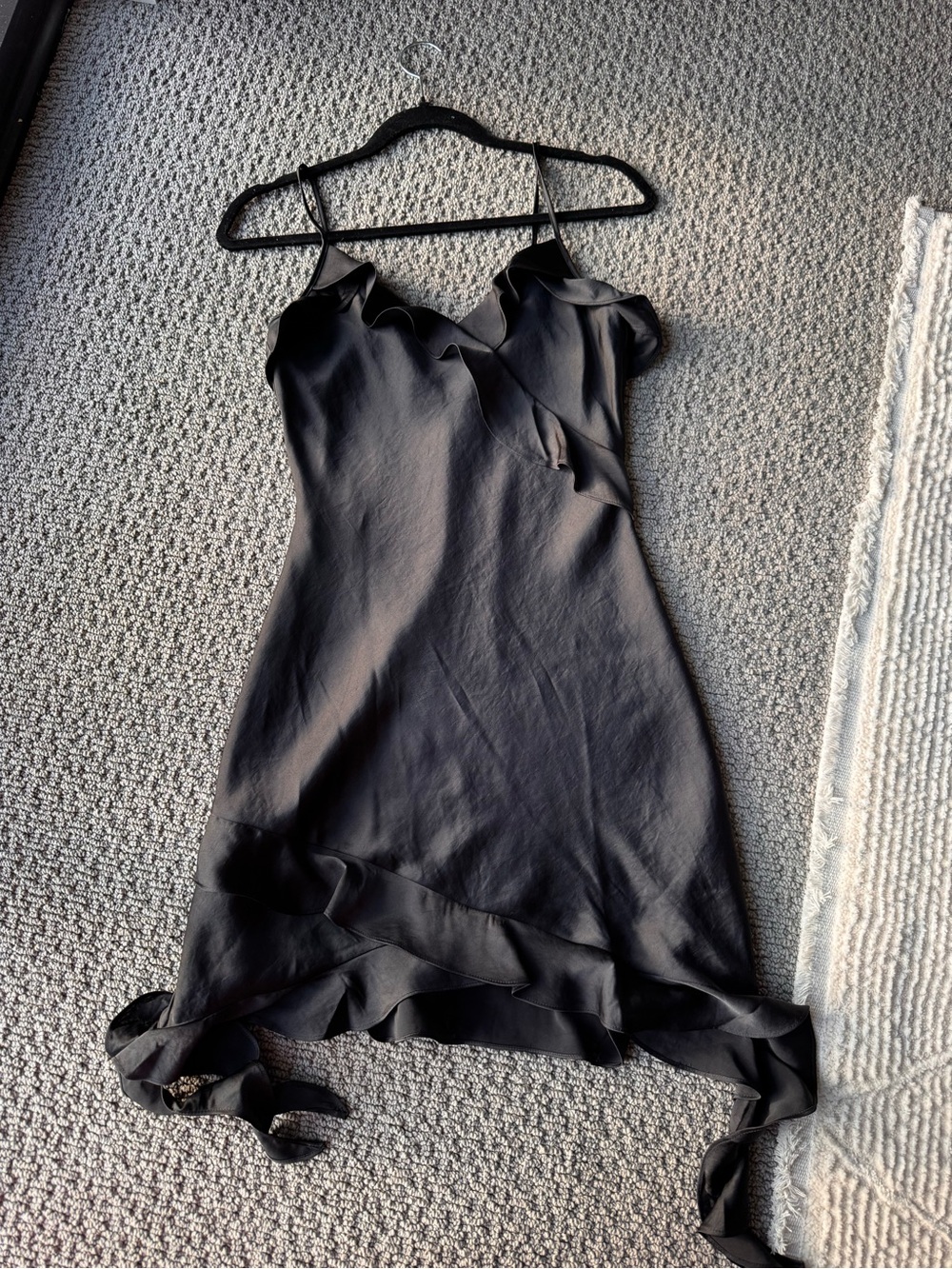 Black Aritzia Ruffle Slip Dress - Elegant Women's Evening Dress